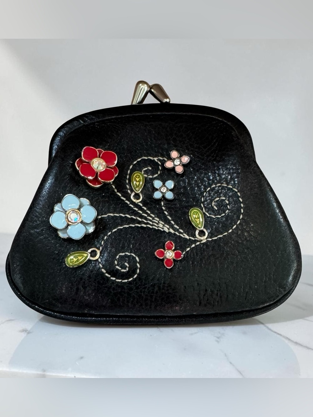 Brighton Rare Vintage Twyla Floral Leather Coin Purse